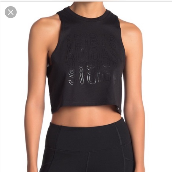 adidas Tops - Adidas Women’s Black Logo Crop Tank XL NWT!